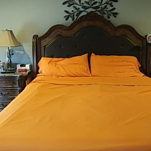 Bright orange microfiber king sheets
